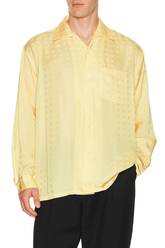 view 1 of 5 Open Collar Cupro Dot Pattern in Yellow