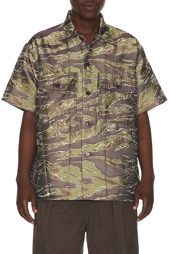 view 1 of 4 Mil-Sht Tiger Stripe Mesh Jacquard in Tiger Camo Stripe