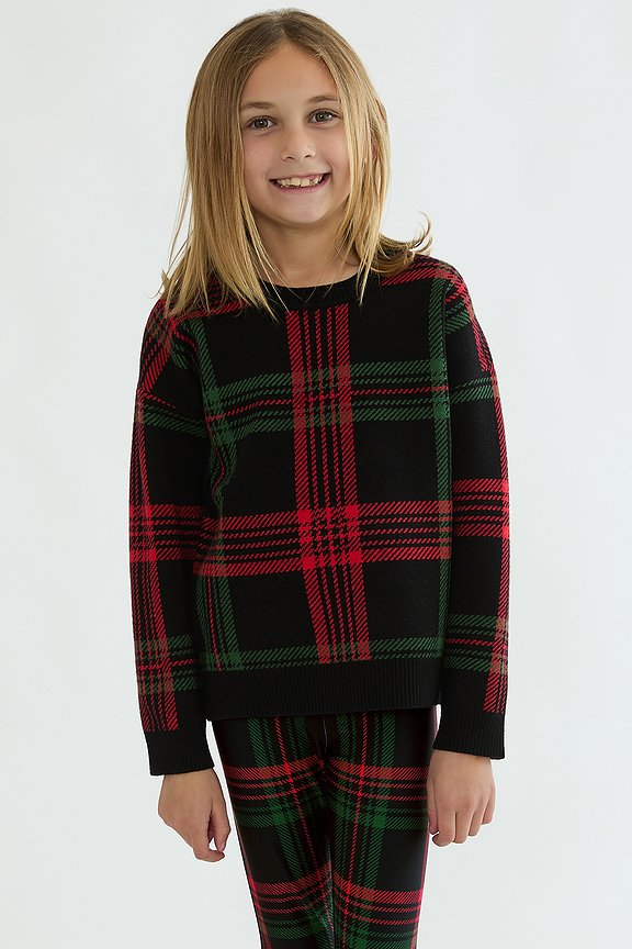 view 2 of 3 Kids Little Callie Sweater in Ribbon Plaid