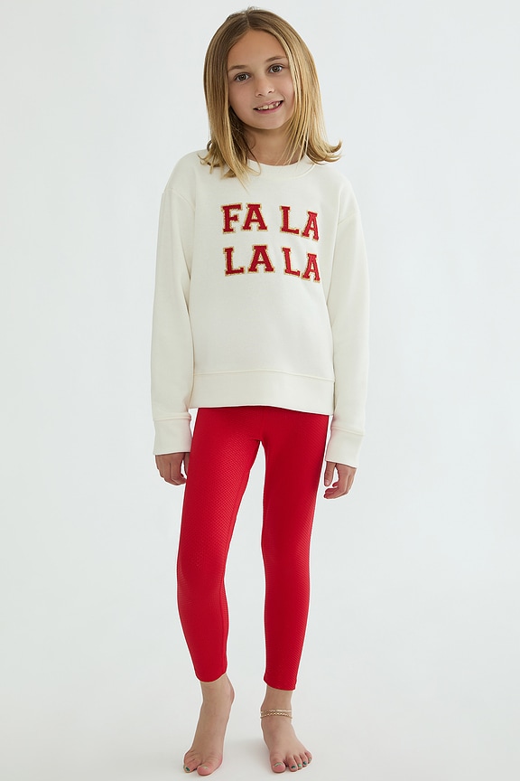 view 2 of 4 Kids Little Peppa Legging in Red Shine Waffle