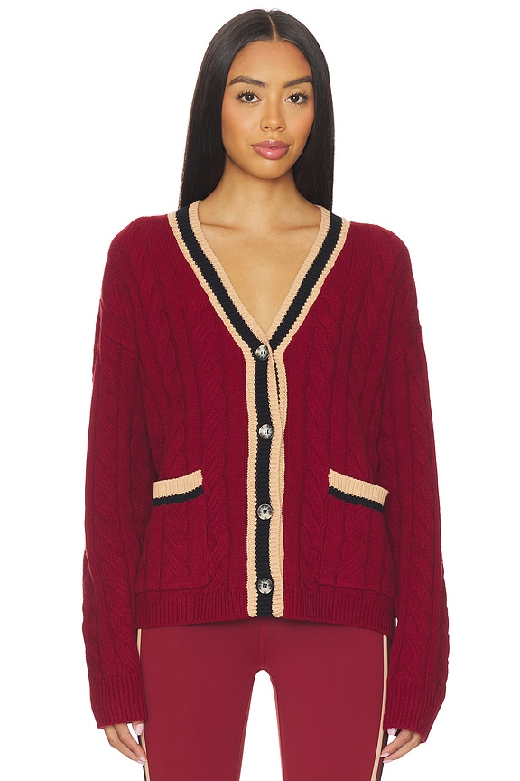 view 2 of 5 Gene Cardigan in Maroon Merlot Colorblock