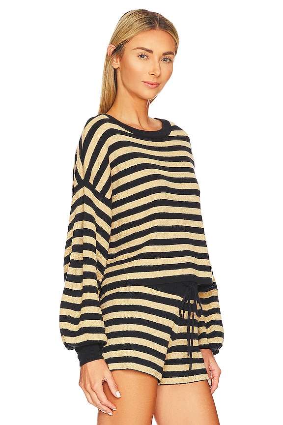 view 2 of 4 PULL SWEAT AVA in Taupe & Black Stripe
