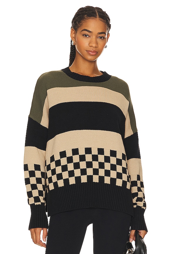 BEACH RIOT Callie Sweater in Taupe & Black Check | REVOLVE