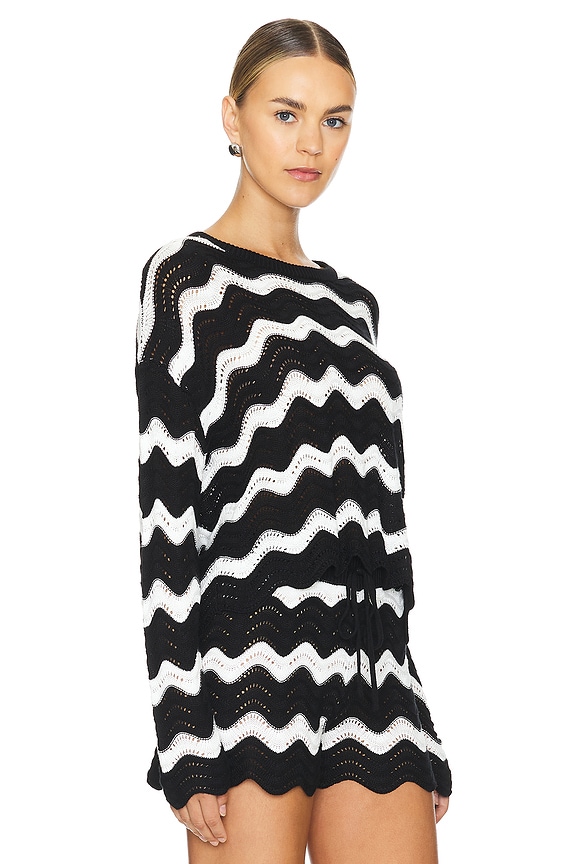 view 2 of 5 Beach Sweater in Black & White Tides