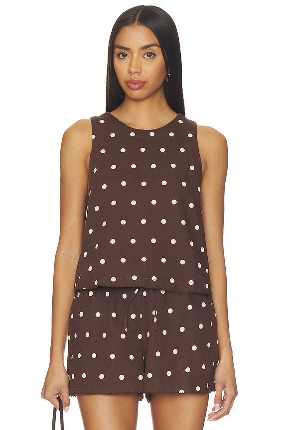 view 1 of 4 Dollie Sleeveless Top in Brown Polka Dot