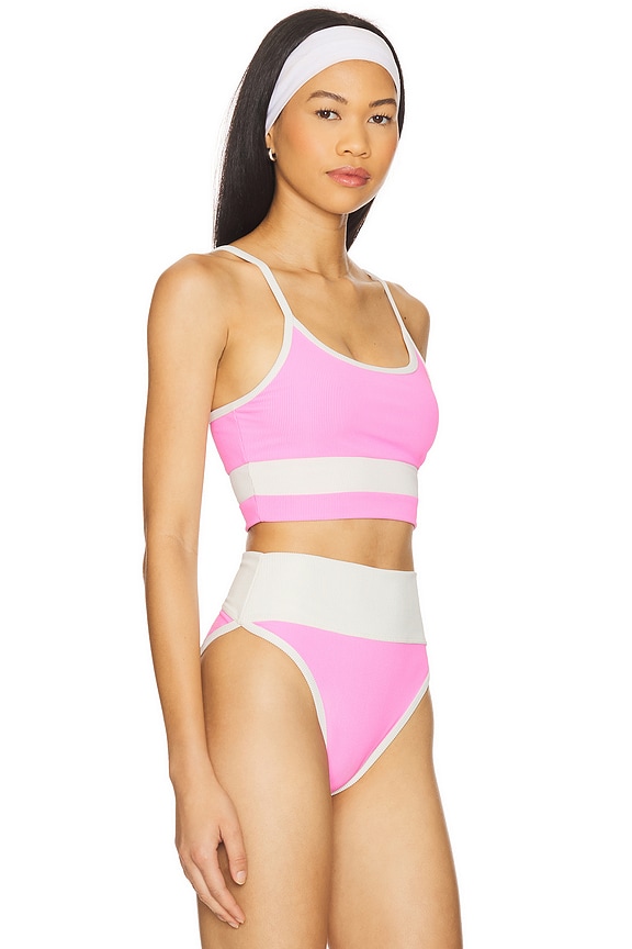 view 2 of 4 Eva Bikini Top in Prism Pink Stripe