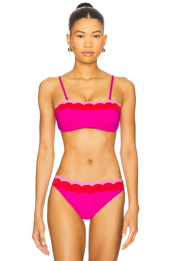 view 2 of 5 Sybil Bikini Top in Fuchsia Red Neon Pink Wave