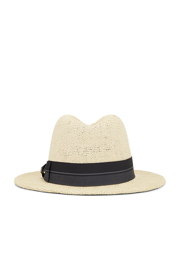 view 2 of 3 Roma Straw Fedora Hat in Natural & Black