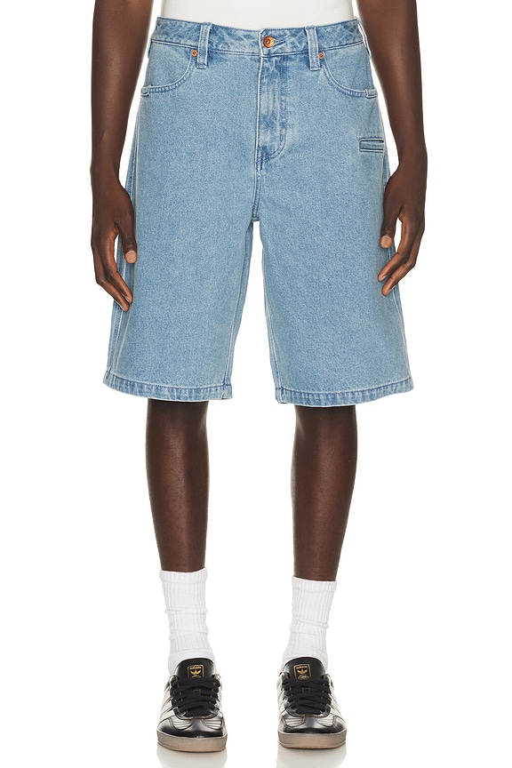 view 1 of 6 Builders Carpenter Baggy Short in Washed Blue Denim