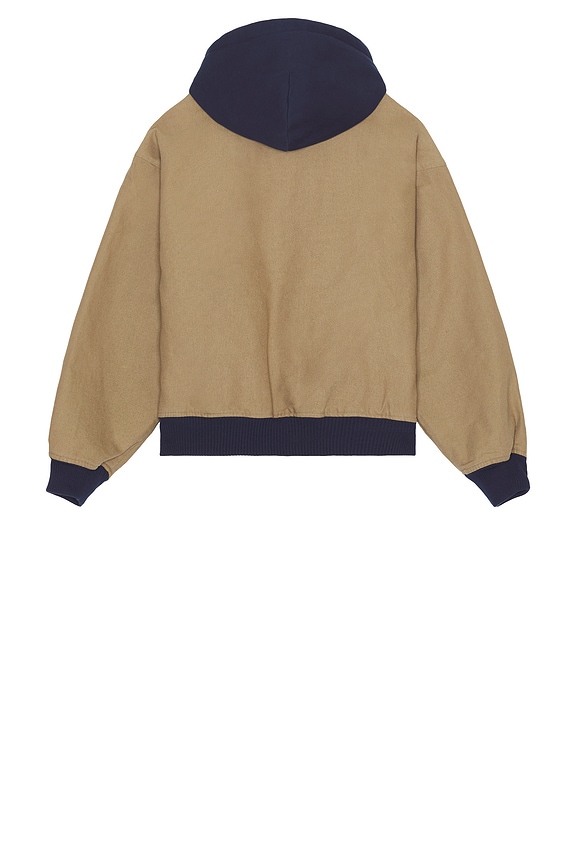 view 2 of 5 Canvas Hooded Bomber Jacket in Khaki & Mood Indigo