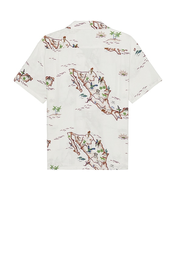 view 2 of 3 Bunker Slub Short Sleeve Camp Collar Shirt in Off White & Map