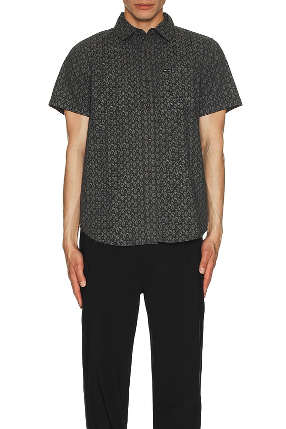 view 3 of 3 Charter Print Short Sleeve Shirt in Washed Black & Paisley