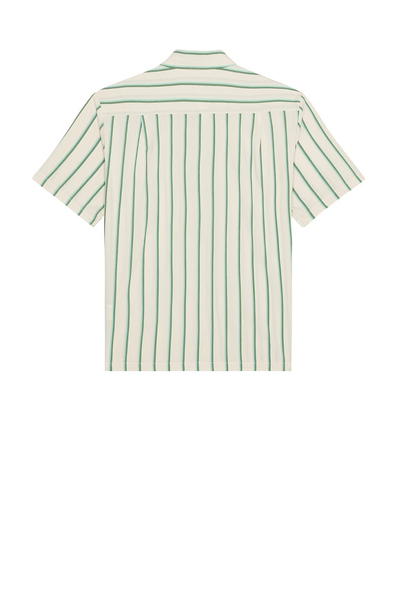 view 2 of 4 Cru Stripe Relaxed Short Sleeve Shirt in Beige, Pine Needle, & Aquatic Green