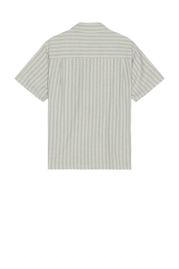 view 2 of 4 Cru Oxford Stripe Short Sleeve Shirt in Basalt Blue & Whitecap Stripe