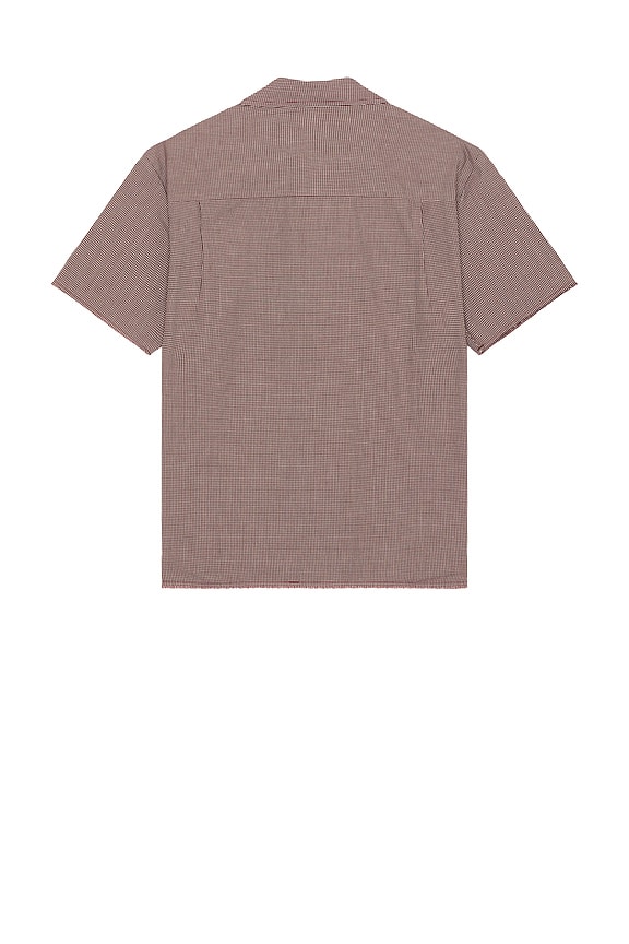view 2 of 4 Micro Plaid Relaxed Short Sleeve Shirt in Cordovan Red Micro Plaid