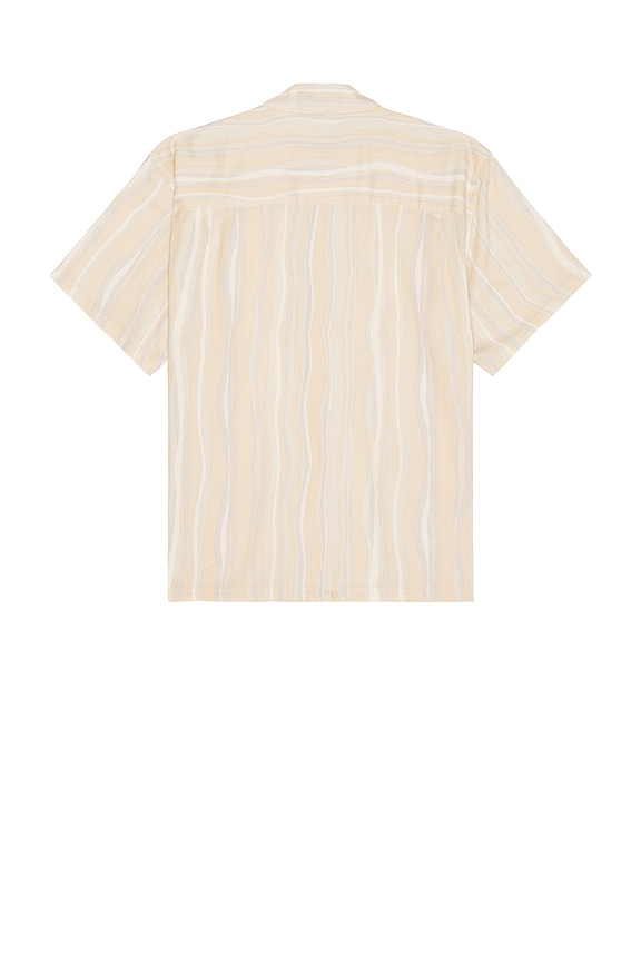 view 2 of 5 Cru Slub Relaxed Short Sleeve Shirt in Hazelnut & Painterly Stripe