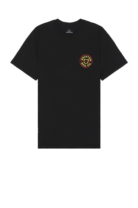 view 2 of 3 Crest Tshirt in black, mars, red, & bright gold