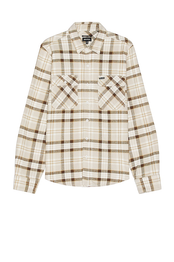 Brixton Bowery Heavy Weight Flannel Shirt in Beige, Off White & Desert ...