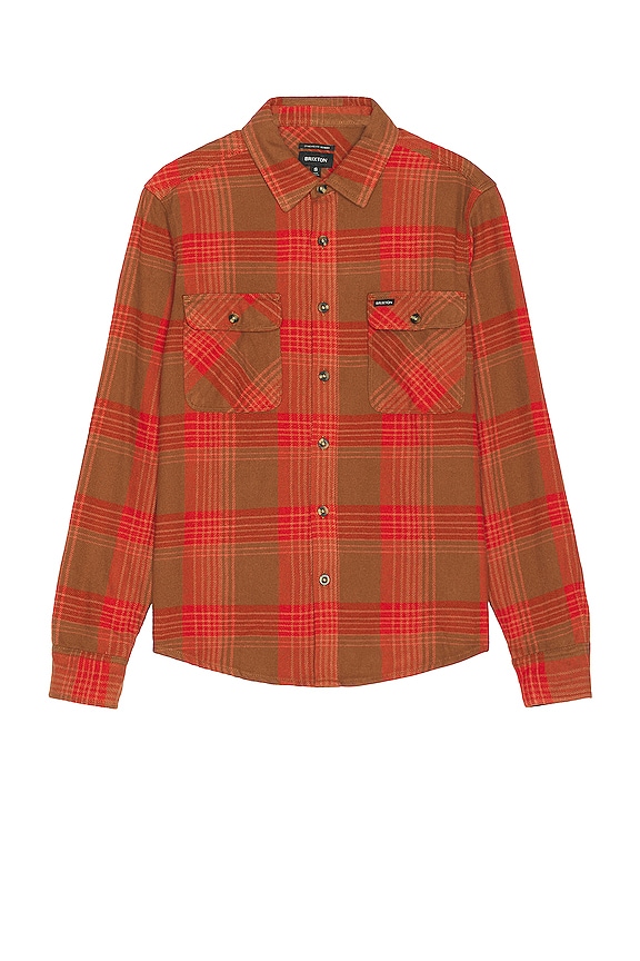 Brixton Bowery Flannel in Barn Red & Bison | REVOLVE