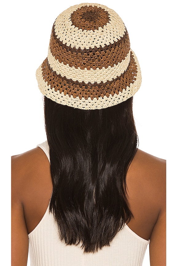 view 2 of 3 Essex Raffia Bucket Hat in Tan & Brown