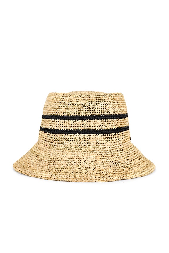 view 2 of 4 Ellee Straw Bucket Hat in Tan & Black