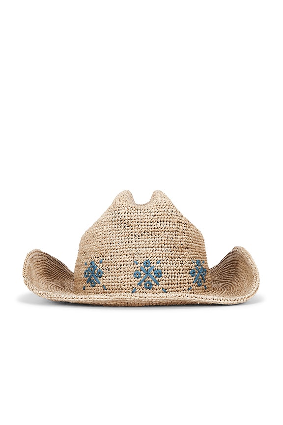 view 2 of 3 Odessa Straw Packable Cowboy Hat in Tan & Sunshine Blue