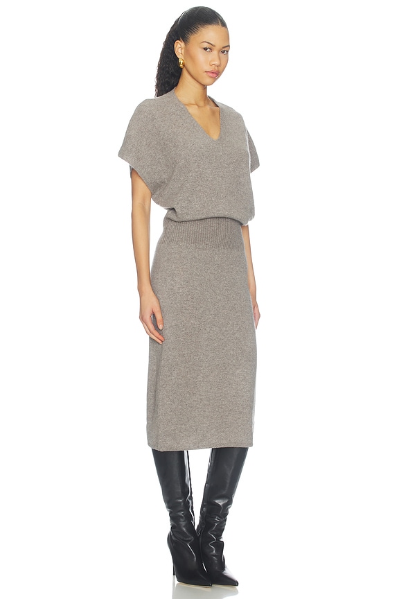 view 2 of 3 Ophi Vee Cashmere Dress in Otter Melange