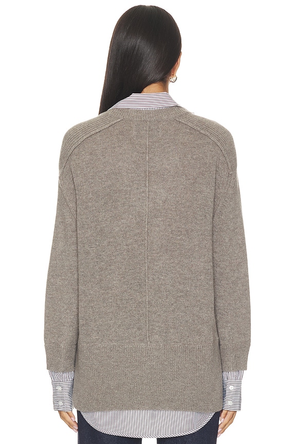 V-neck Printed Layered Pullover Sweater