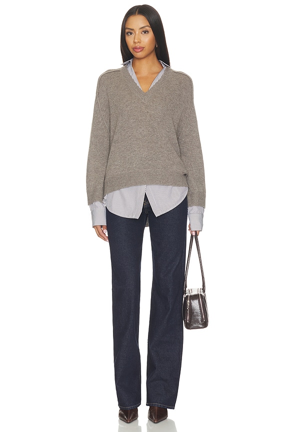 V-neck Printed Layered Pullover Sweater