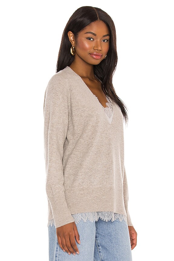 view 2 of 4 Lace Vee Looker Pullover in Light Chia Melange