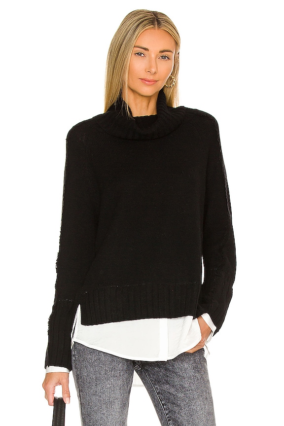 Brochu Walker Jolie Fringe Layered Looker Sweater in Black Onyx & White ...