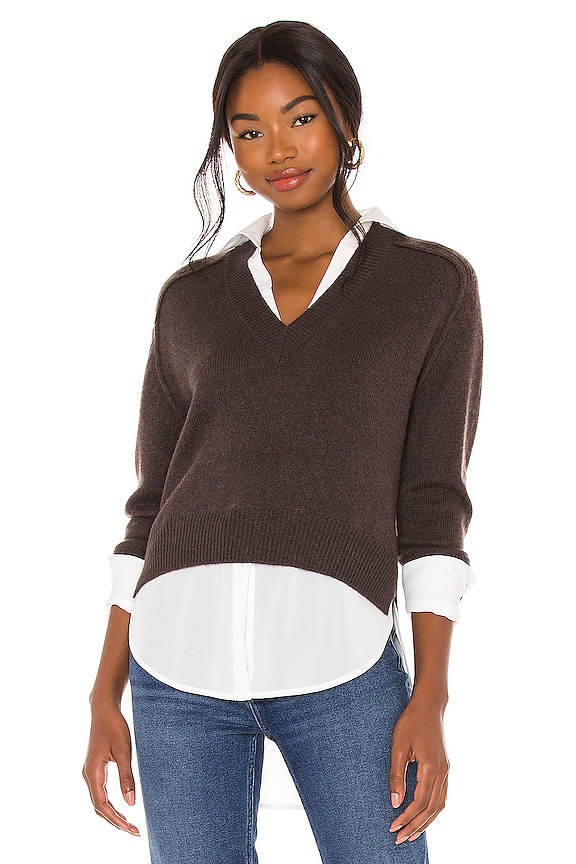 view 1 of 4 PULL in Charcoal Brown Melange With White Under