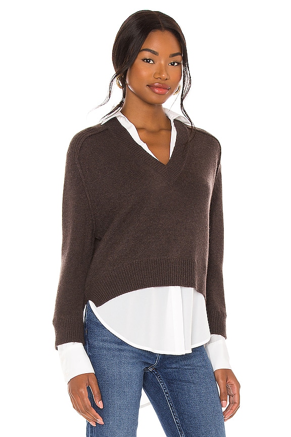 view 2 of 4 PULL in Charcoal Brown Melange With White Under