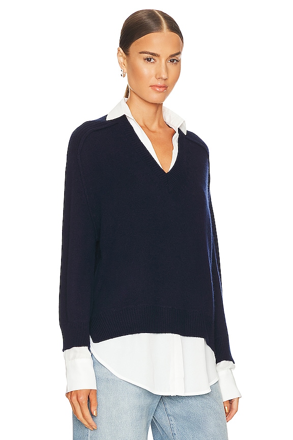 view 2 of 4 V-neck Layered Pullover in Navy