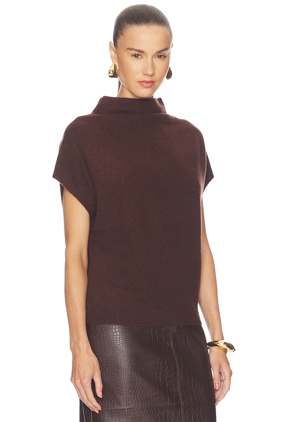 view 2 of 4 Morten Funnel Neck Cashmere Top in Java Melange