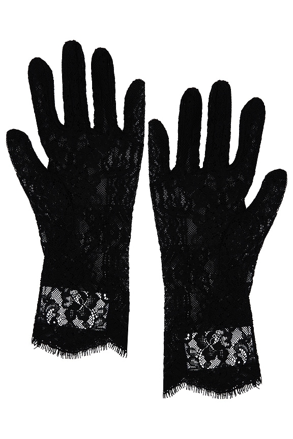 view 2 of 2 Short Lace Gloves in Black