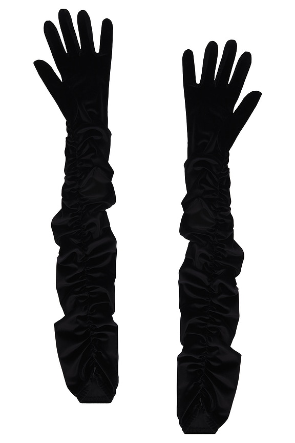view 2 of 2 Velvet Opera Gloves in Black