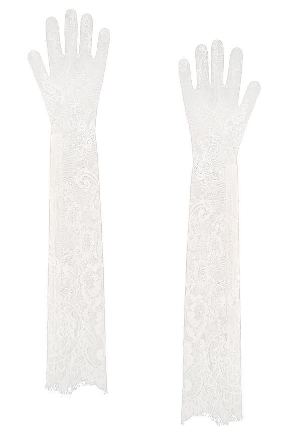 view 2 of 2 Lace Gloves in White