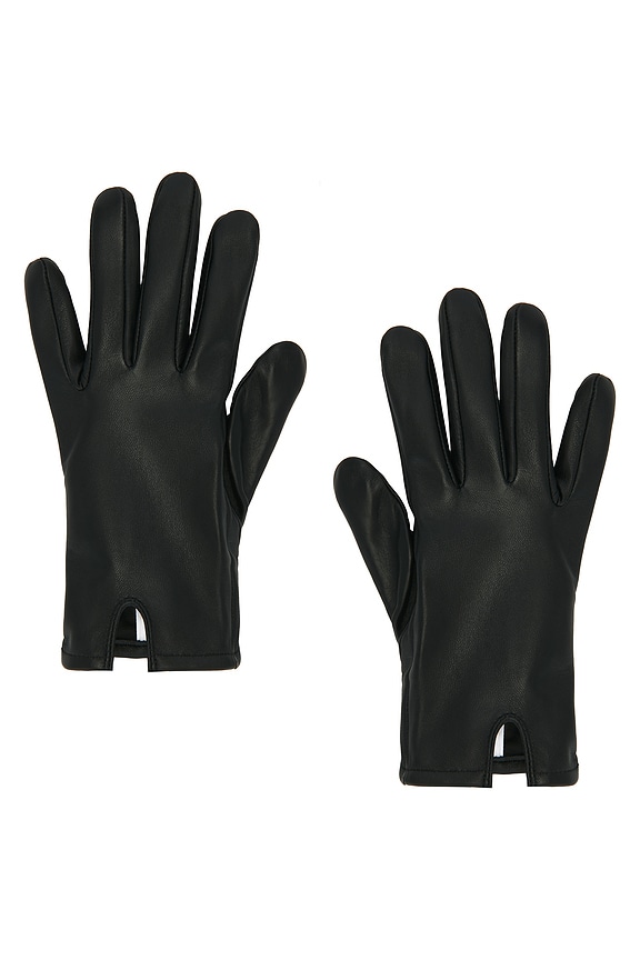 view 1 of 2 Short Faux Leather Gloves in Black