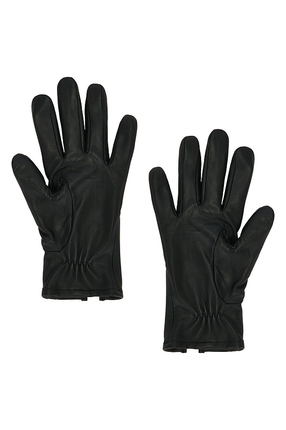 view 2 of 2 Short Faux Leather Gloves in Black