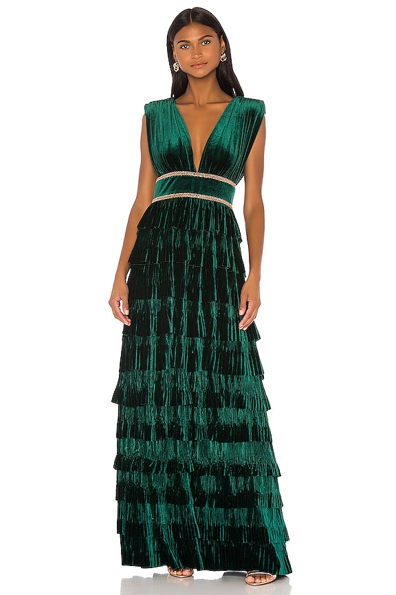 view 2 of 4 Velvet Flared Gown in Emerald