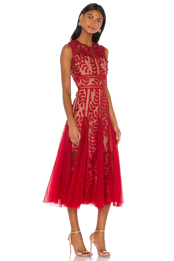 view 2 of 3 VESTIDO MIDI SABA in Maroon