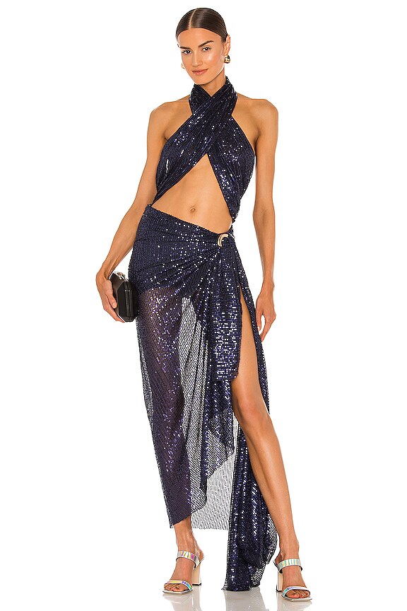 view 1 of 5 Cleopatra Sequins Maxi Dress in Navy