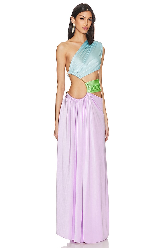 view 2 of 3 Jamilia One Shoulder Gown in Lilac & Multicolor