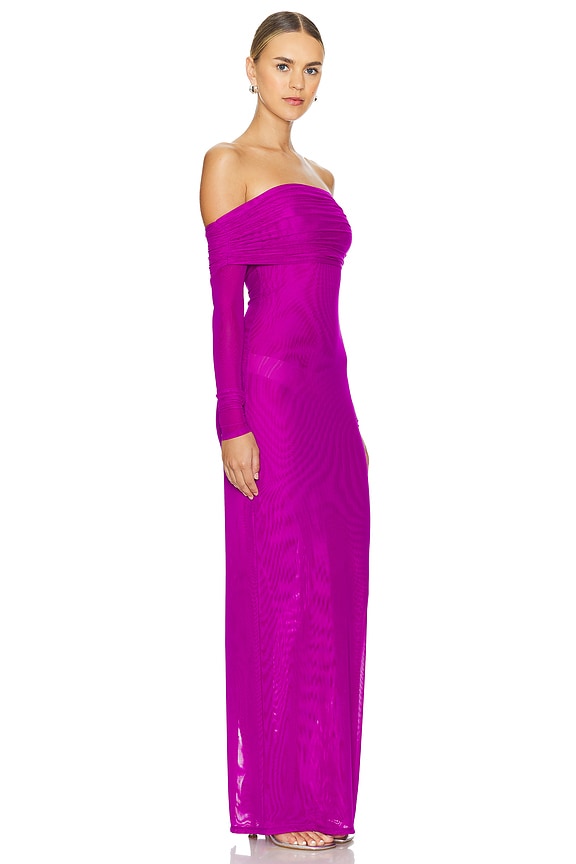 view 2 of 3 Monica Off The Shoulder Gown in Fuchsia