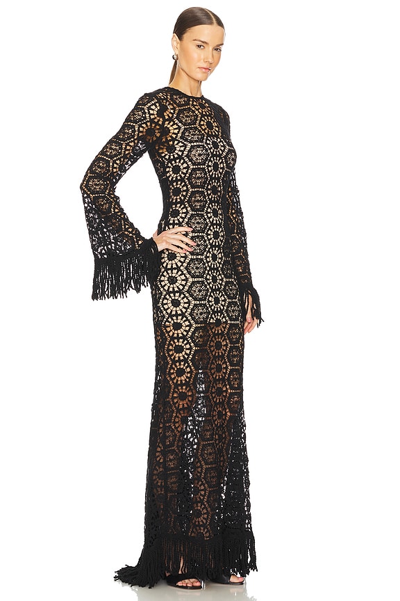 view 2 of 3 MAXIVESTIDO CROCHET in Black