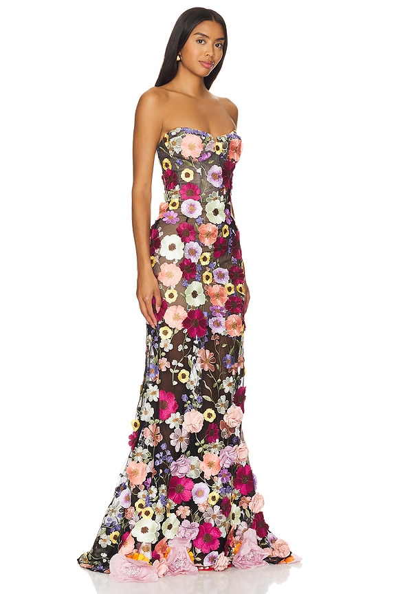 view 2 of 3 VESTIDO LARGO JASMINE MULTI FLORAL in Black Multi Floral