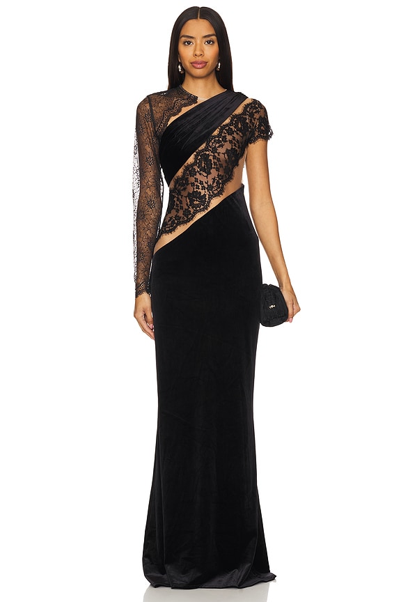 view 2 of 5 Cobra One Shoulder Gown in Black