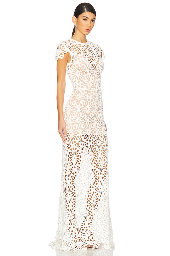 view 2 of 3 Marley Cap Sleeve Crochet Maxi Dress in White