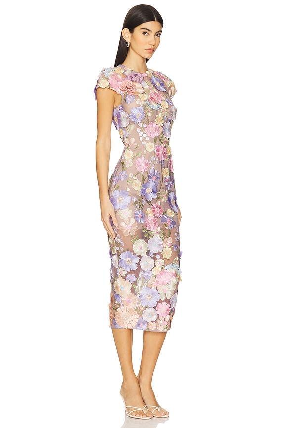 view 2 of 4 Jasmine Cap Sleeve Midi Dress in Pastel Multi